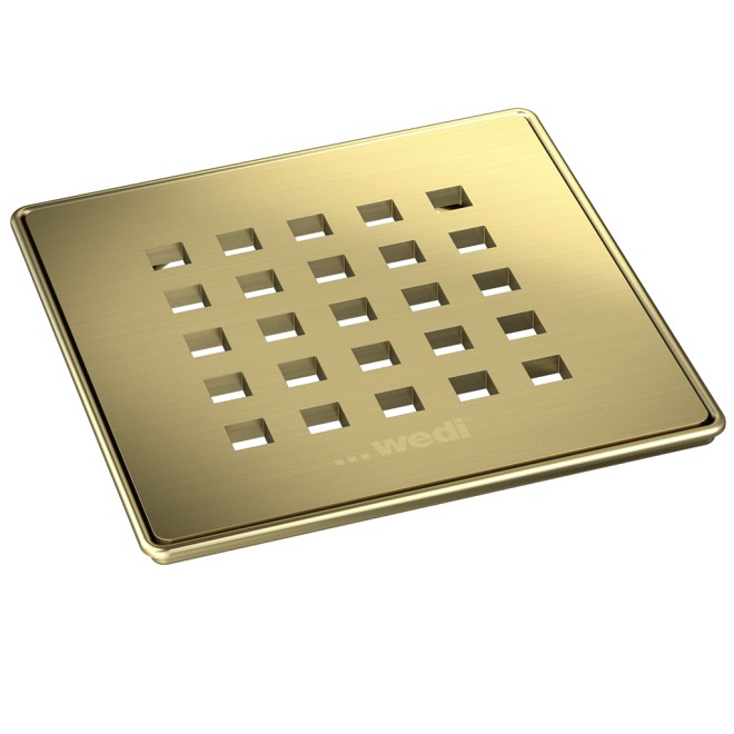 Wedi Fundo Drain Cover 5.1 Square Solid Stainless Steel Metallic Gold